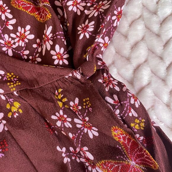 Madewell Tie-Sleeve Wrap Top in Butterfly Sanctuary Womens Size 2 - Picture 7 of 11